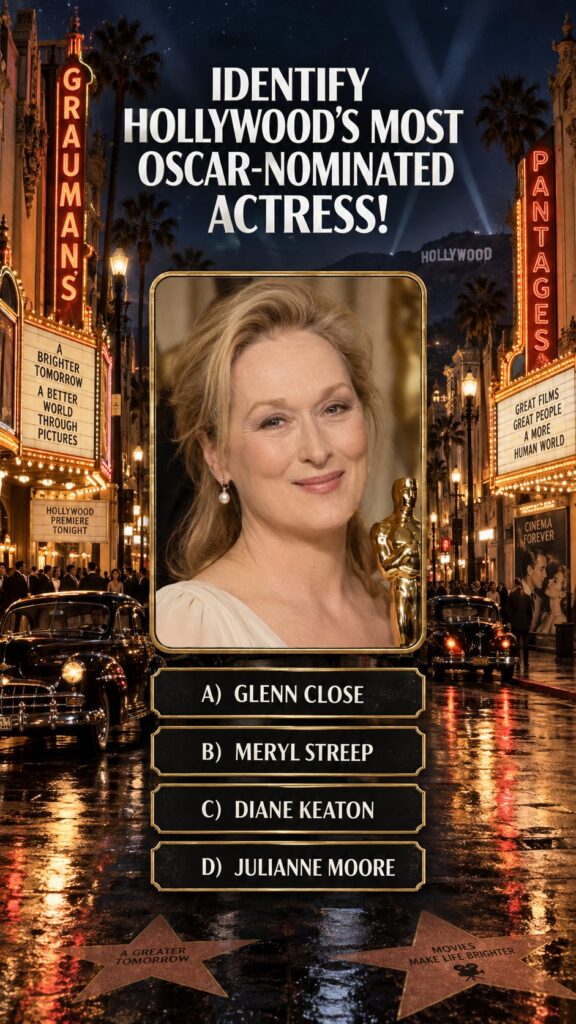 A striking portrait of Meryl Streep perhaps from a film where she showcases her acting prowess or a formal publicity sho