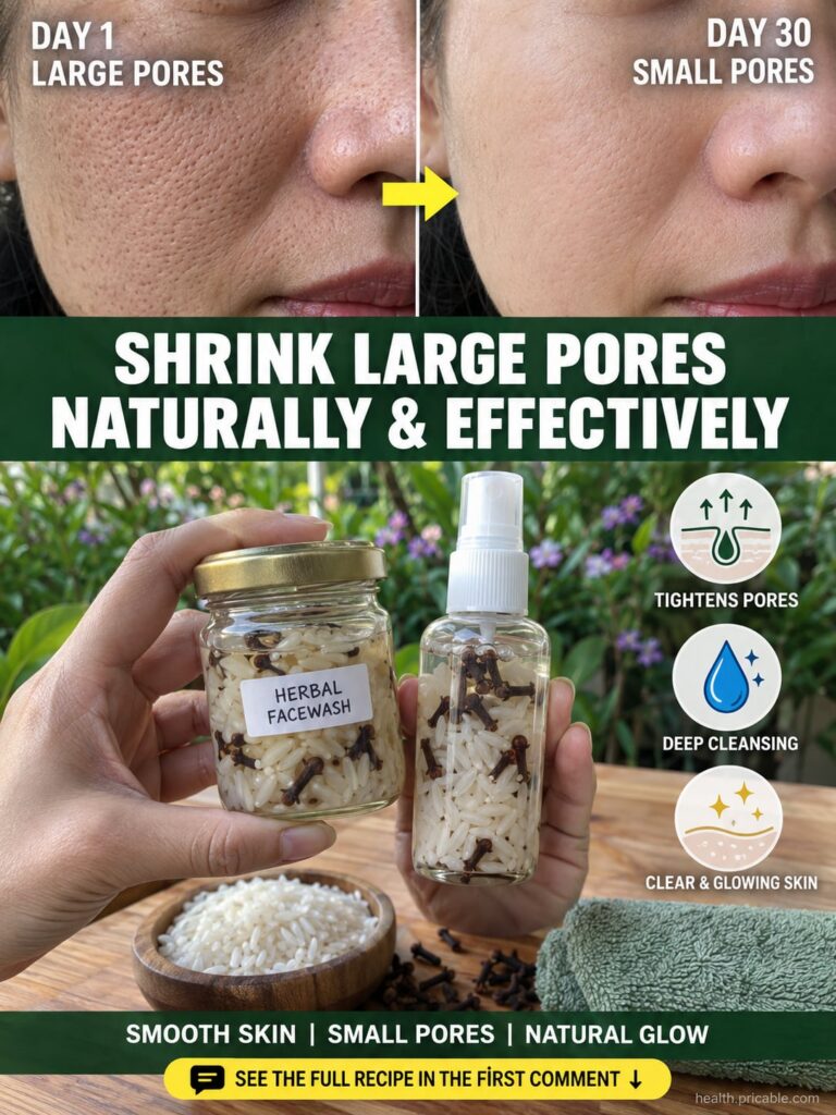A small bowl filled with a light brown slightly coarse homemade facial cleanser paste with raw rice grains and whole clo