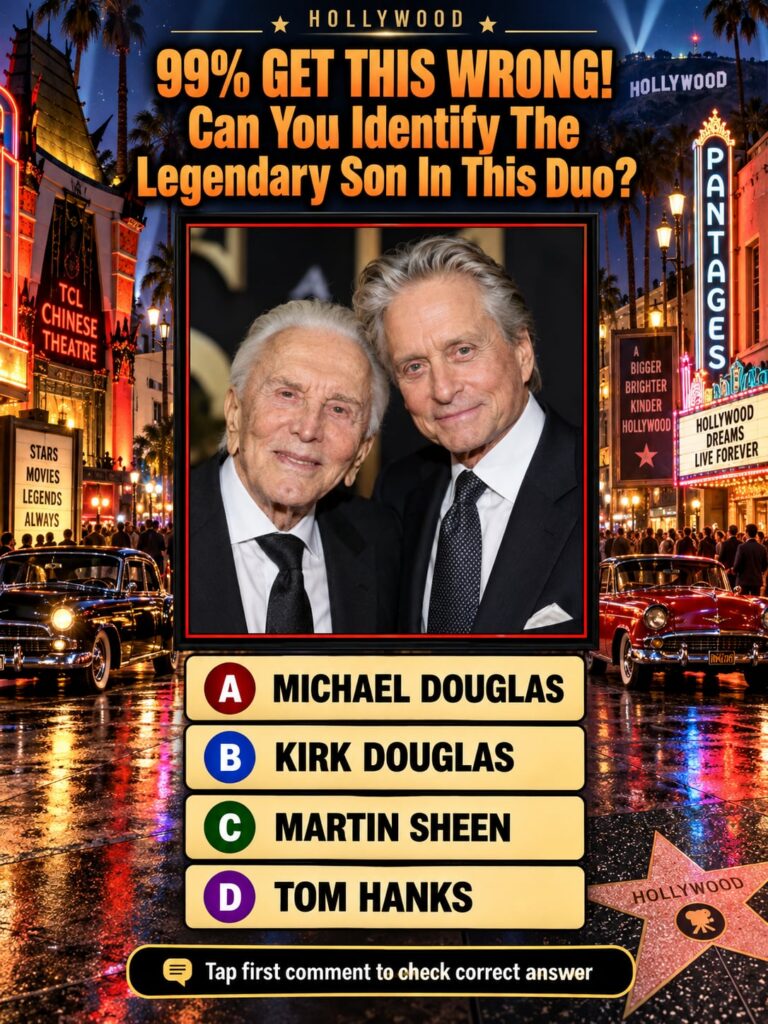 A vintage photo of a younger Michael Douglas alongside his father Kirk Douglas capturing a moment that highlights their 