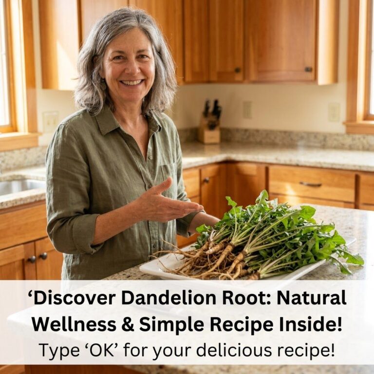 Close-up shot of dandelion roots some cleaned and dried alongside fresh dandelion leaves and yellow dandelion flowers ar