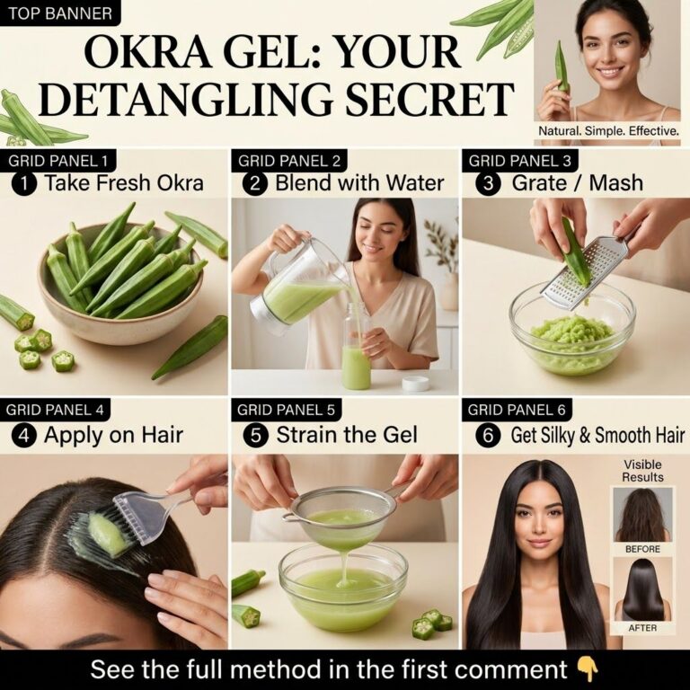 A close-up of fresh green okra pods and a clear bowl containing translucent slightly viscous okra gel The setting is bri