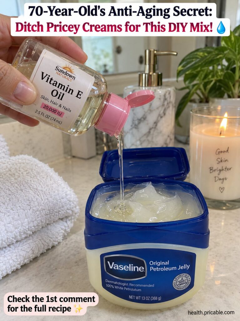A small open jar of Vaseline next to a few golden Vitamin E capsules