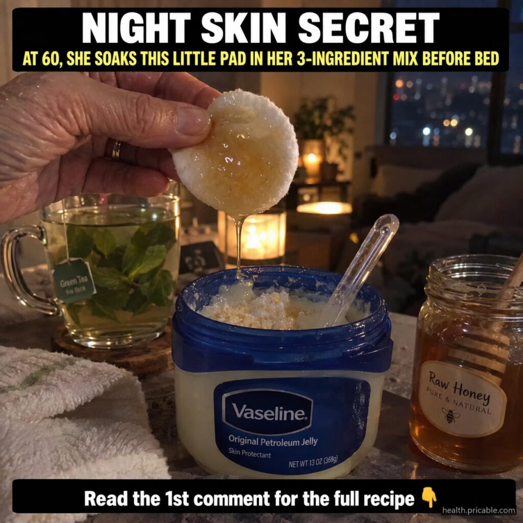A small clear glass jar containing the mixed 3-ingredient balm Vaseline honey olive oil with a clean spoon or spatula re