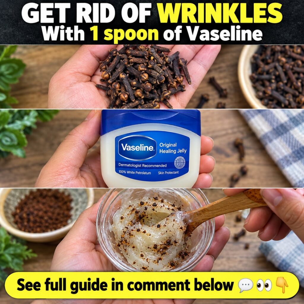 A small glass jar of a homemade balm made from ground cloves mixed with Vaseline with whole cloves and an open jar of Va