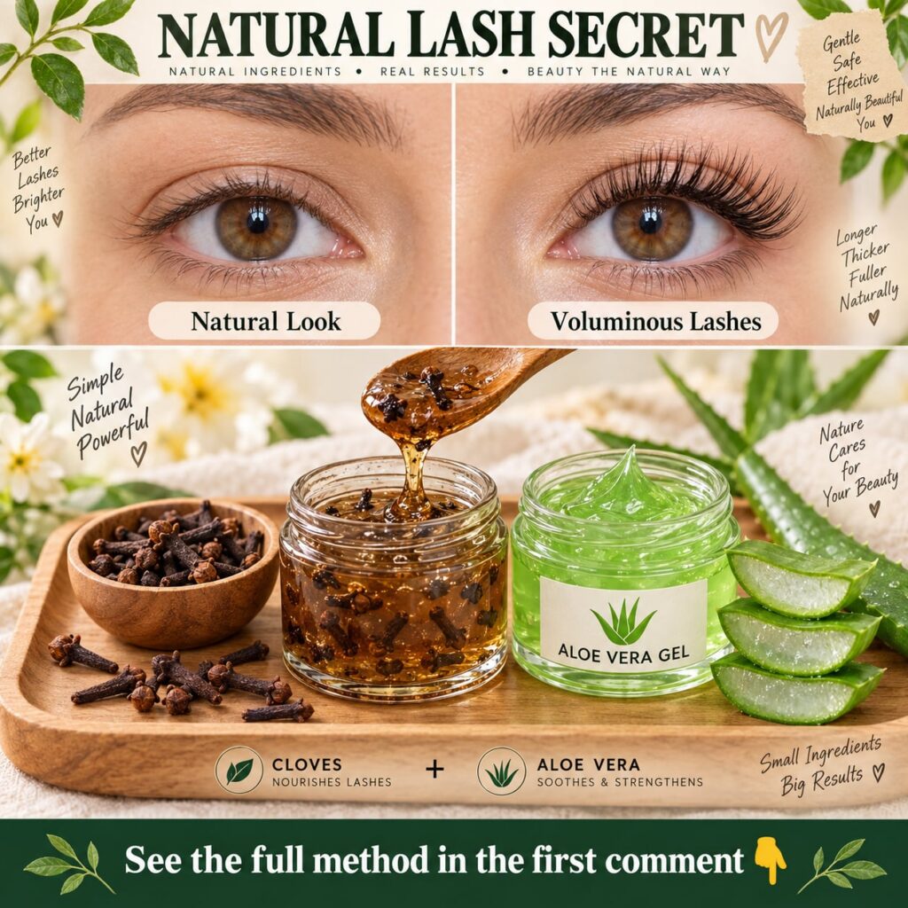 A close-up of fresh aloe vera leaves and dried cloves perhaps with a small glass bottle and a clean mascara wand suggest