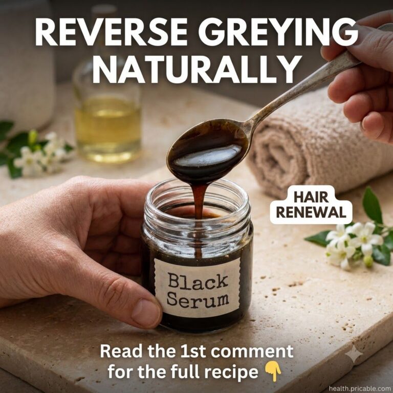 A dark rich black hair serum in a small dropper bottle surrounded by natural ingredients like amla powder bhringraj leav