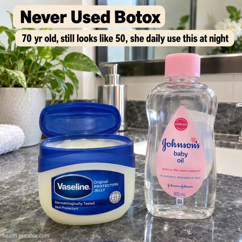 A 70-year-old woman with visibly smooth youthful-looking skin smiling gently The scene suggests a relaxed natural beauty