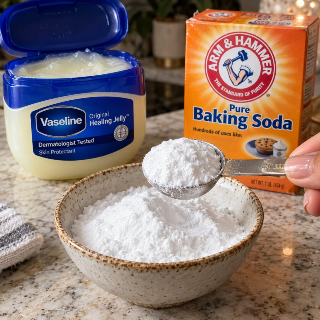 A close-up of a small bowl of granulated sugar and another small bowl of olive oil elegantly arranged on a dark glossy s