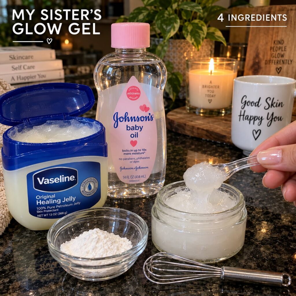 Close-up of a jar of Vaseline Original Healing Jelly and a bottle of Johnson s baby oil showing their brand tags clearly