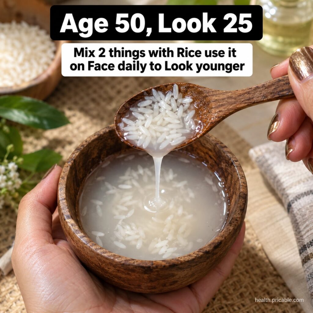 A bowl of white rice next to small bottles of vegetable glycerin and rose water ready for making a DIY serum