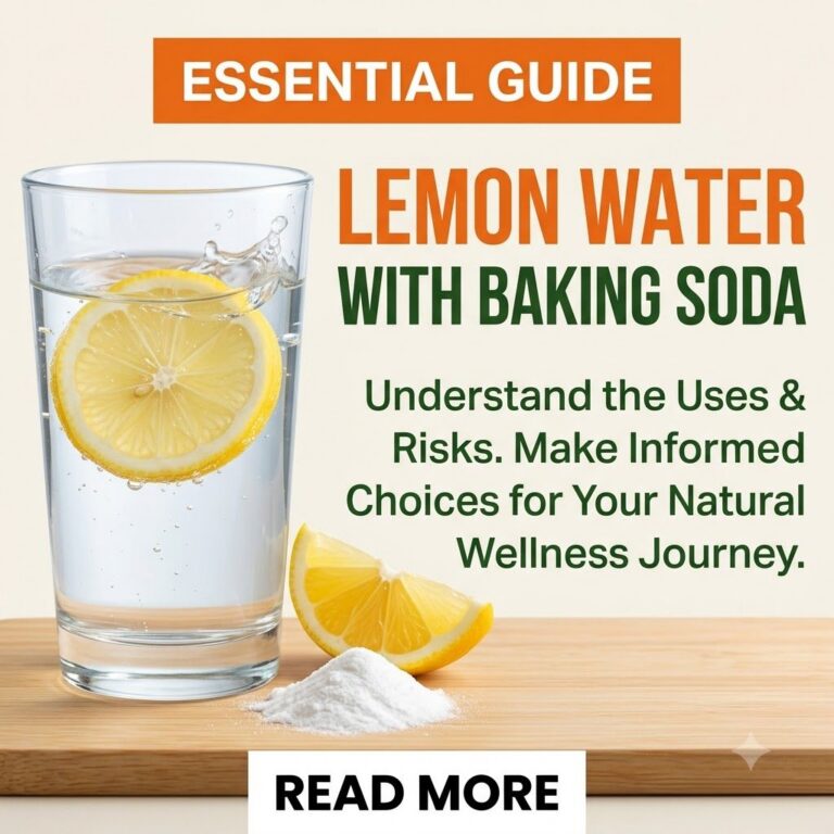 A glass of lemon water with a slice of lemon and a small spoon with baking soda suggesting a mix The background is brigh