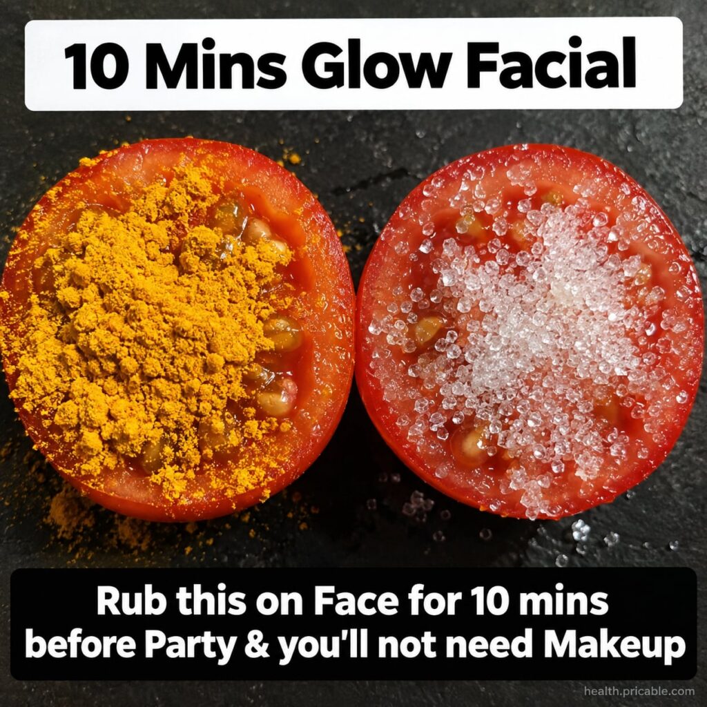 A woman smiling with a visible radiant glow on her face suggesting she has just used the tomato facial and is ready for