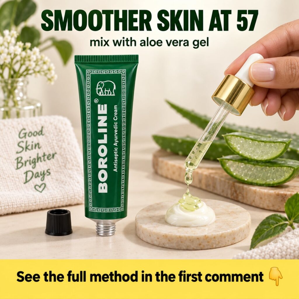 A tube of Boroline Antiseptic Ayurvedic Cream next to a jar of aloe vera gel with a small bowl containing a mixed cream