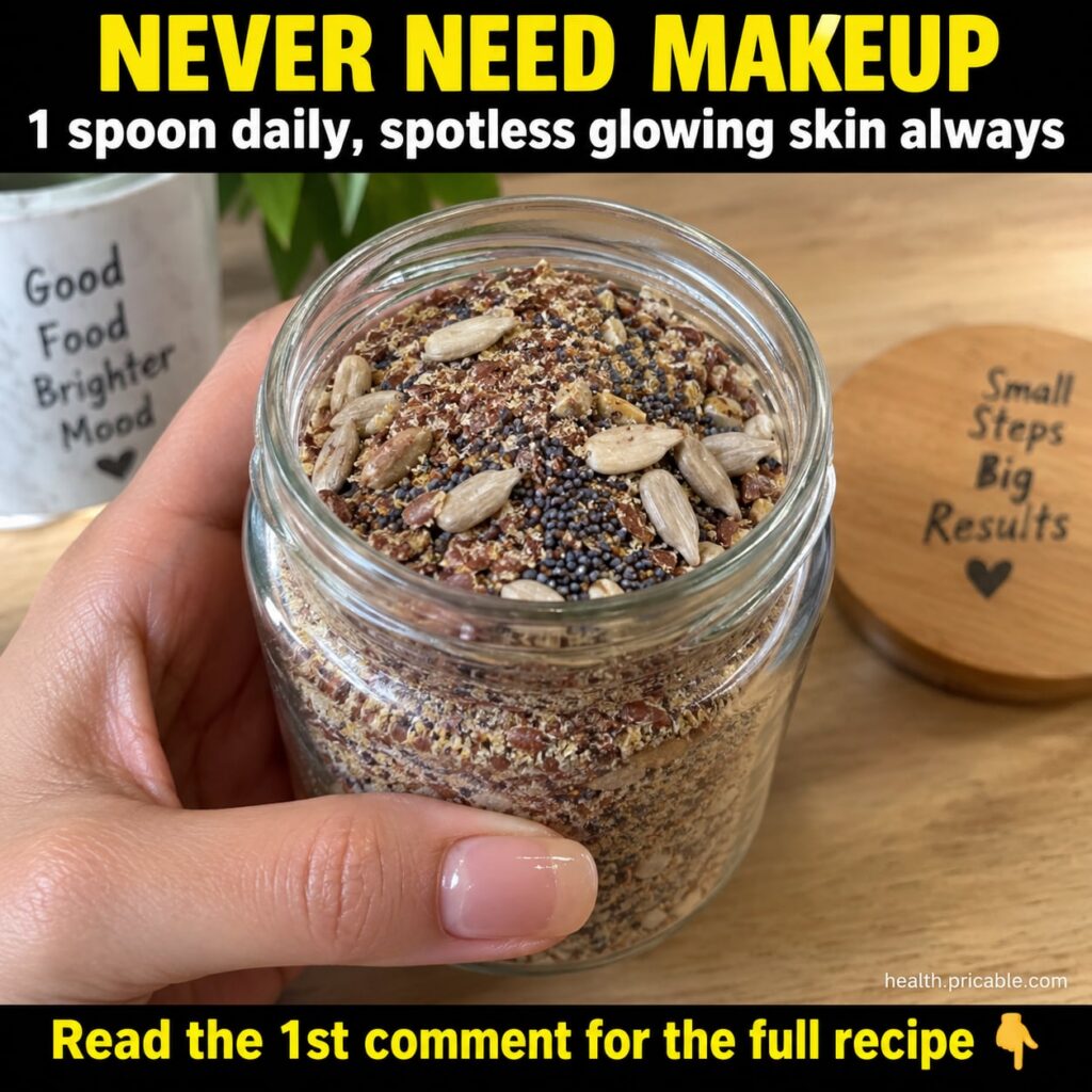 Ingredients for a DIY skin-supporting powder ground flaxseed meal amla powder and turmeric powder in separate small bowl