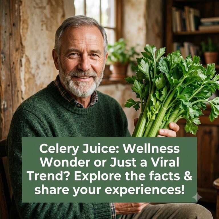 A refreshing glass of vibrant green celery juice with fresh celery stalks and leaves in the background on a clean light 