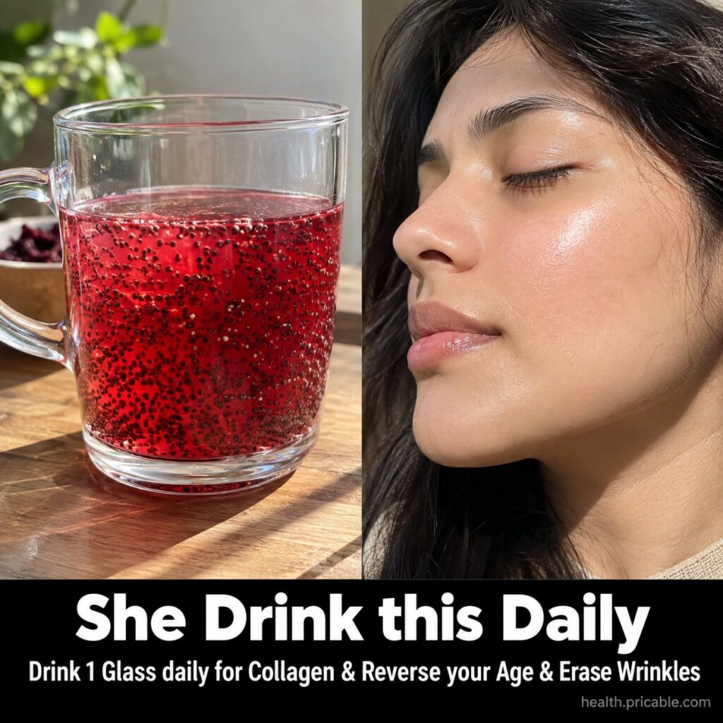 A vibrant ruby-red smoothie or juice in a clear glass with fresh berries and lemon slices on the side implying a refresh