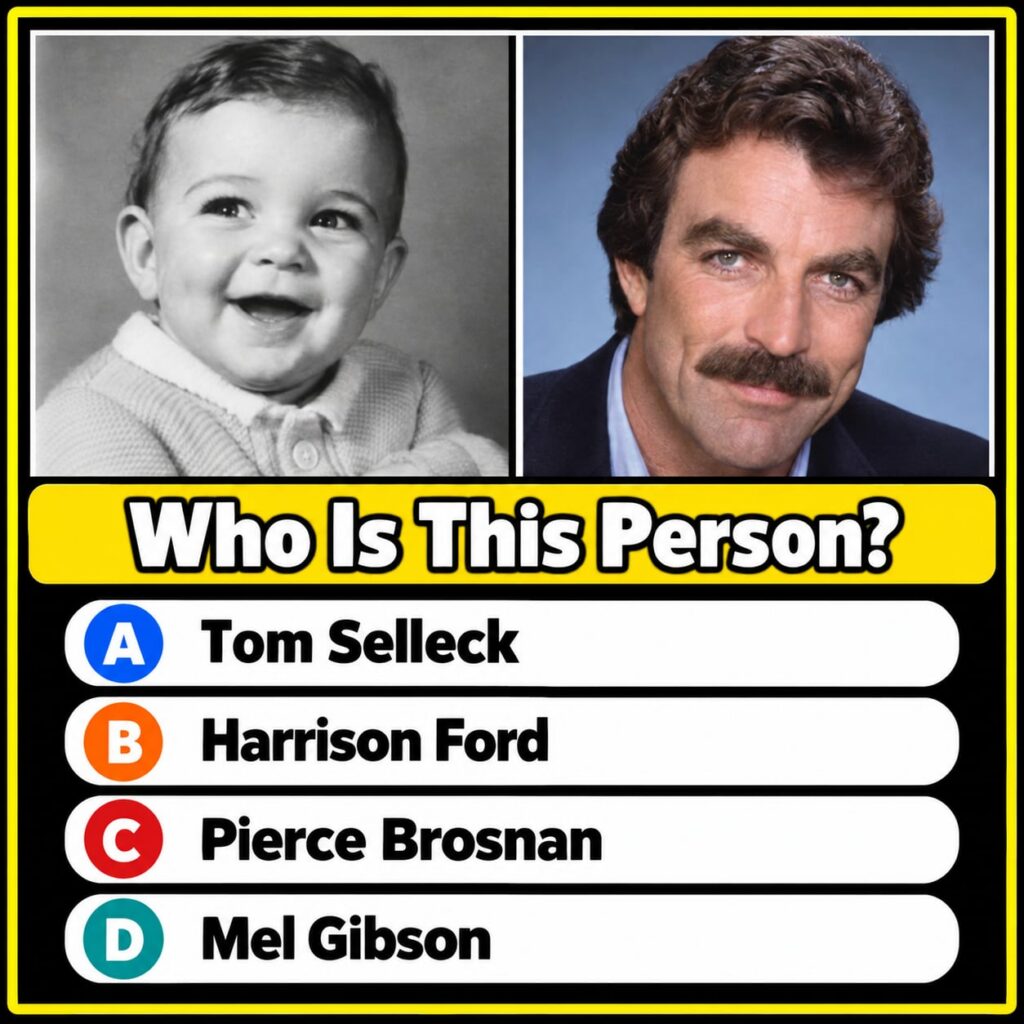 An adorable black and white baby picture of a classic Hollywood star from their childhood inviting viewers to guess thei
