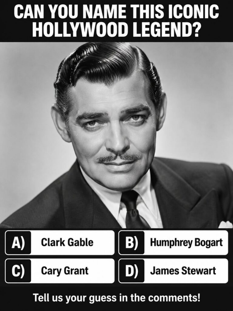A black and white portrait of classic Hollywood actor Clark Gable featuring his signature mustache and captivating gaze