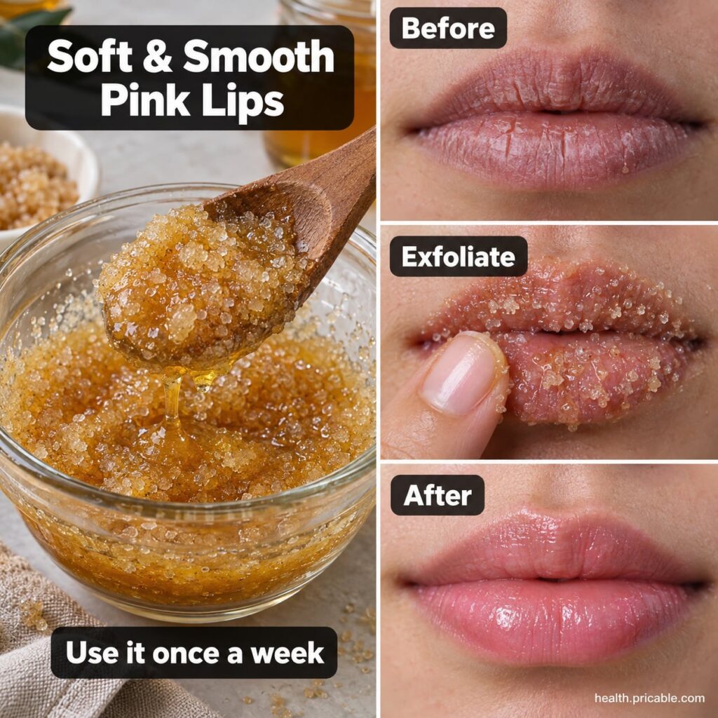 A close-up of soft smooth naturally pink lips looking hydrated and healthy