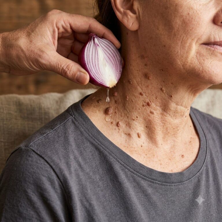 A person gently applying apple cider vinegar with a cotton ball to a small area on their neck with a bottle of apple cid
