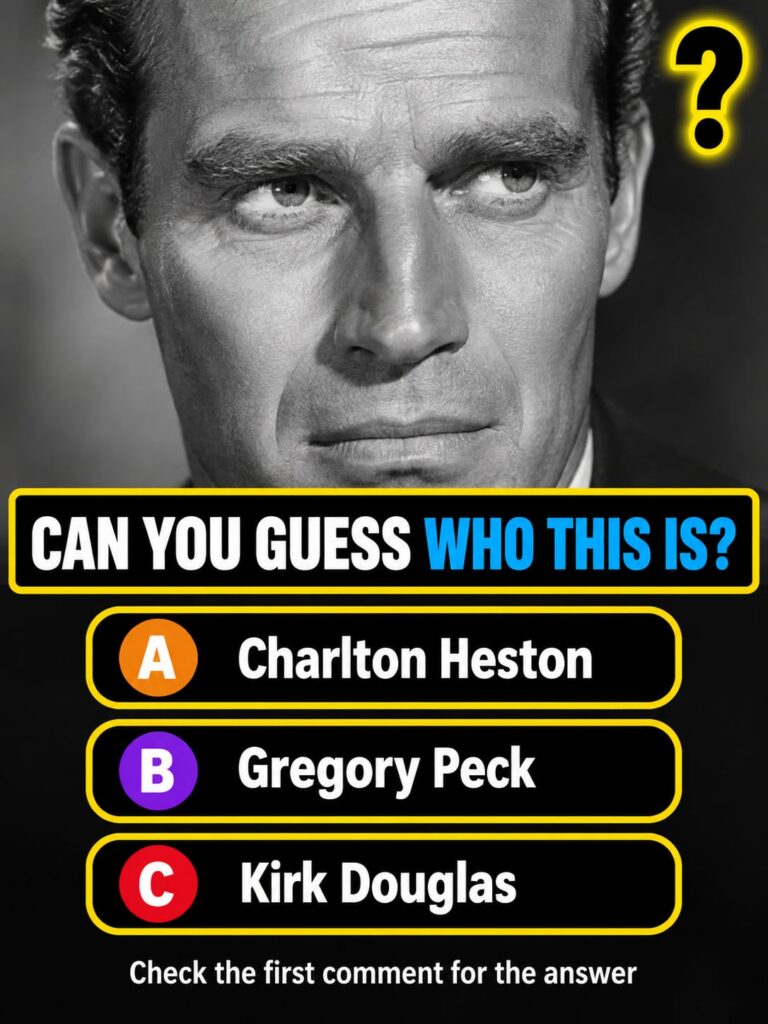 A black and white portrait of a young Charlton Heston looking intense and heroic typical of his epic film roles