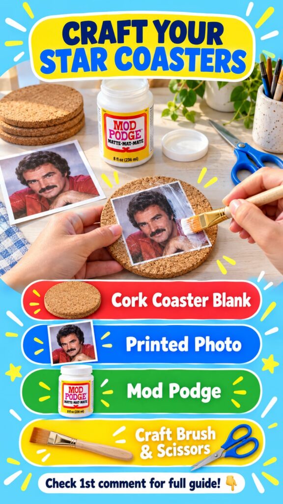 A completed trivia card showing Burt Reynolds on the front with a multiple-choice question about his identity similar to
