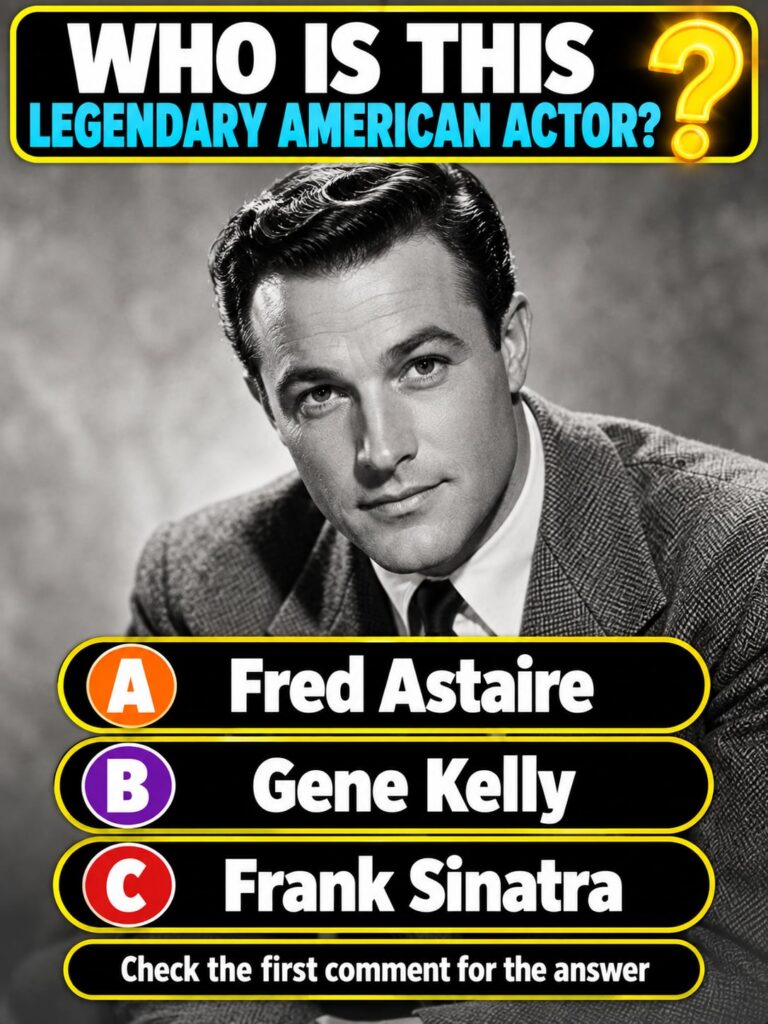 A smiling Gene Kelly in a classic Hollywood pose likely from the Golden Age of cinema He is well-dressed possibly in a s