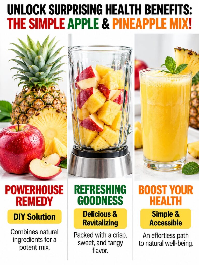 A vibrant close-up shot of fresh apple slices and pineapple chunks mixed together in a clear bowl with a hint of a blend