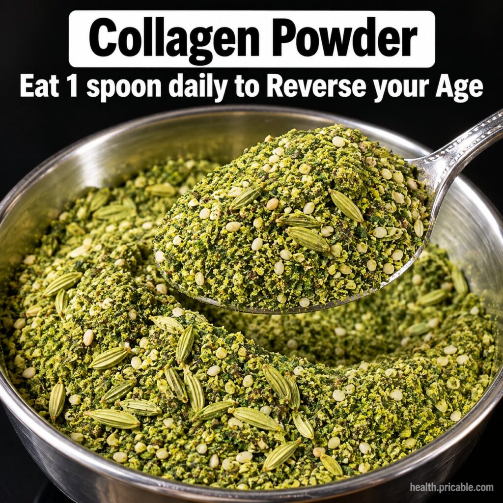 A woman adding a scoop of collagen powder to a glass of water or a smoothie