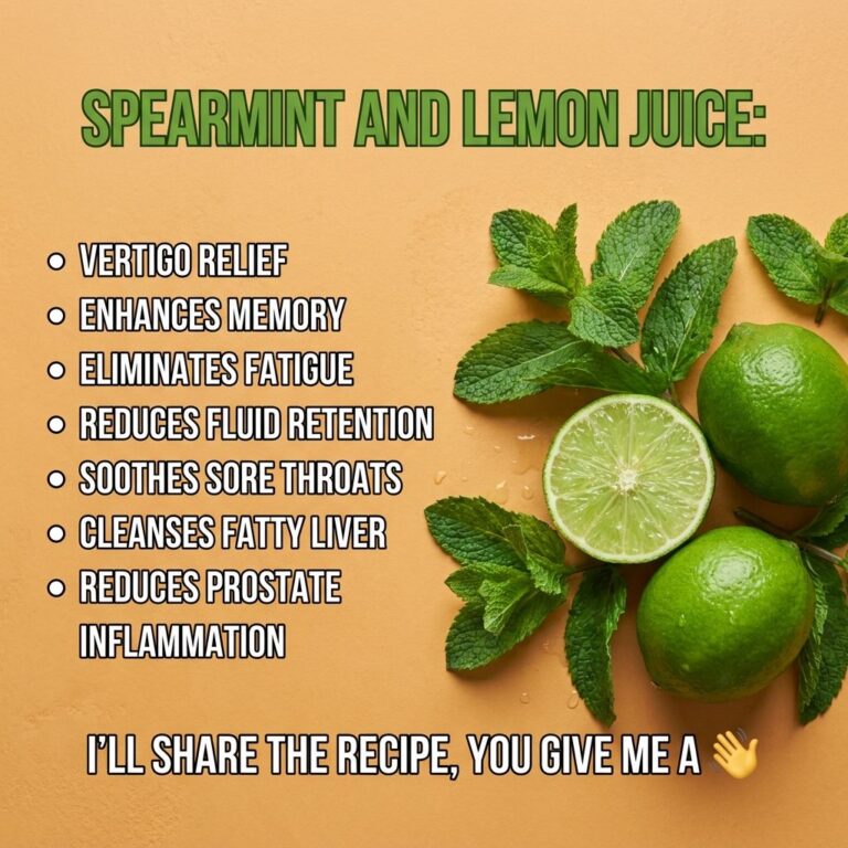 A refreshing glass of Hierbabuena con Limón Spearmint Lemon Juice garnished with fresh mint leaves and lemon slices on a
