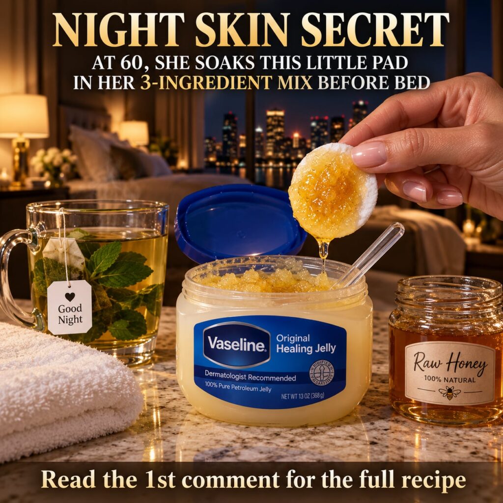 Three small containers on a dark glossy surface One contains honey another Vaseline and the third aloe vera gel A small