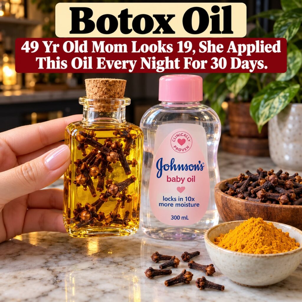 A close-up shot of a small elegant glass dropper bottle filled with golden Botox Oil with a few drops shimmering on the 