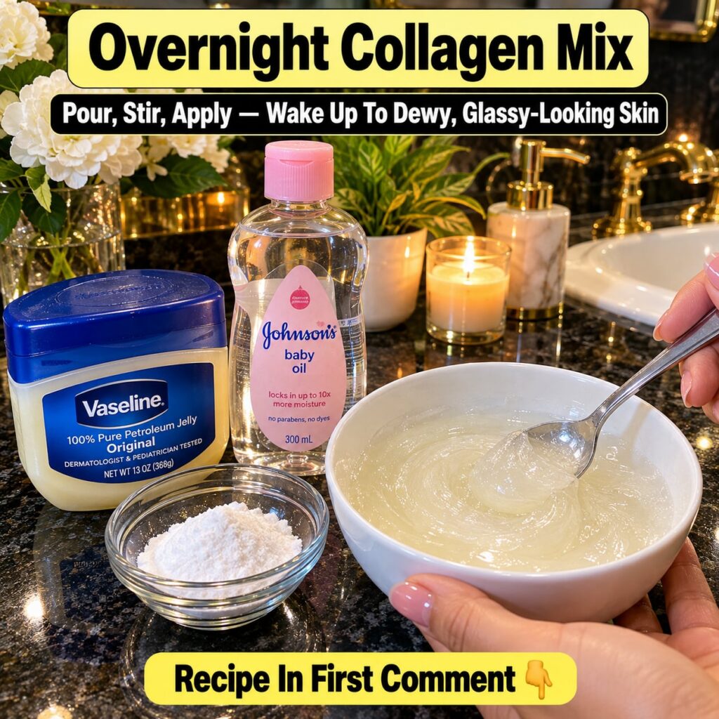 A luxurious glossy and radiant jar of Overnight Collagen Mix from the Bling Beauty brand displayed against a dark backgr