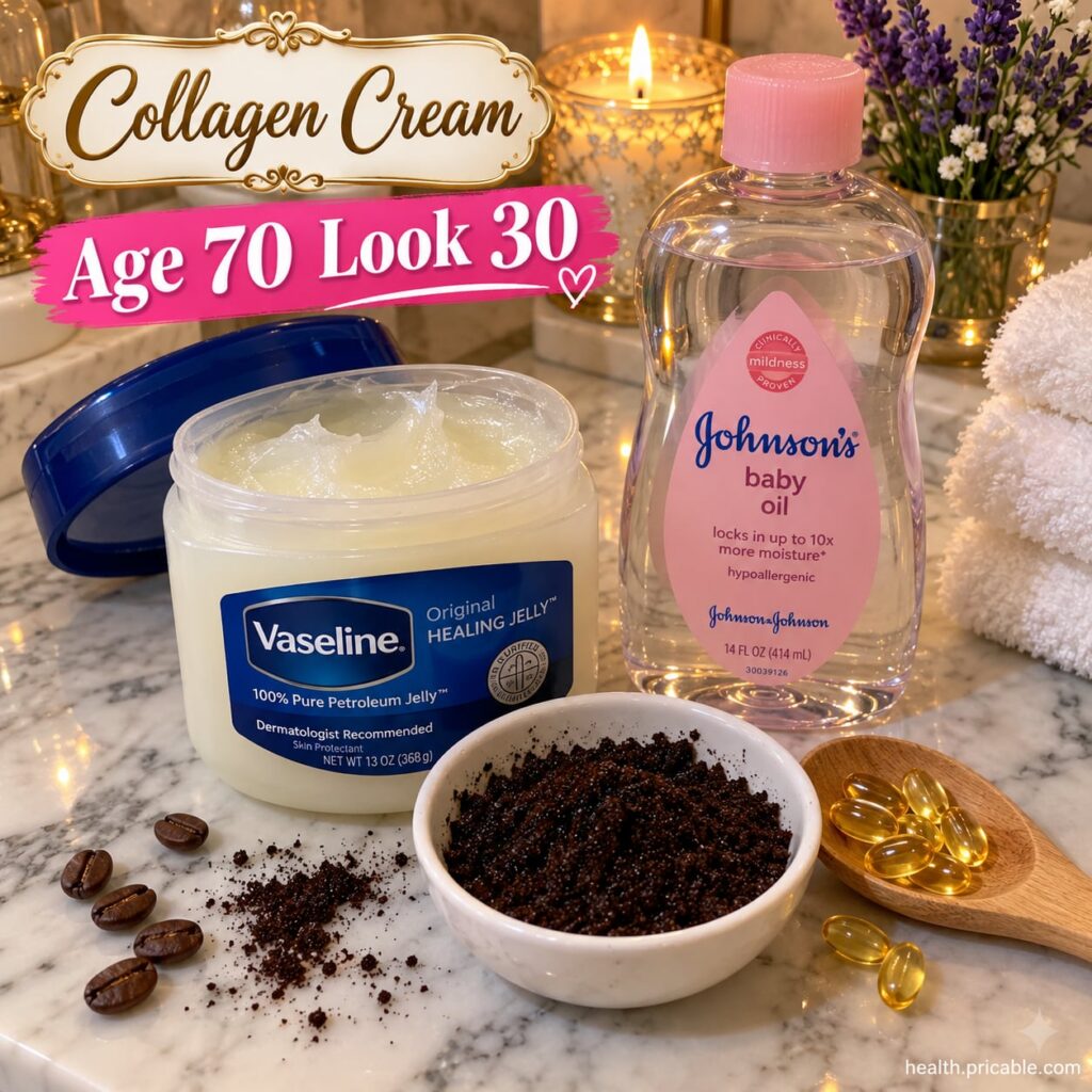 A close-up shot of a small bowl containing Vaseline coffee grounds and baby oil being mixed with a spoon to form a cream