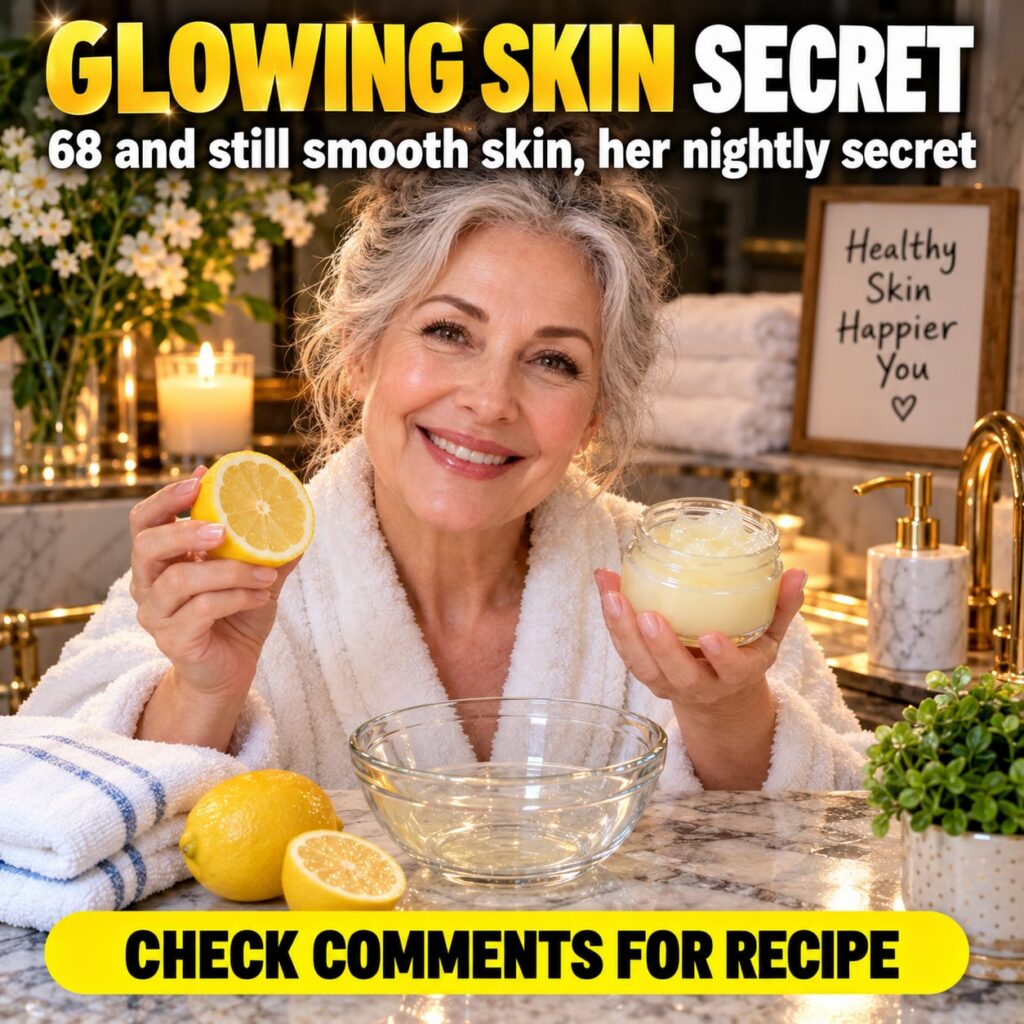 A radiant woman demonstrating a natural skincare routine for anti-aging with glowing smooth skin