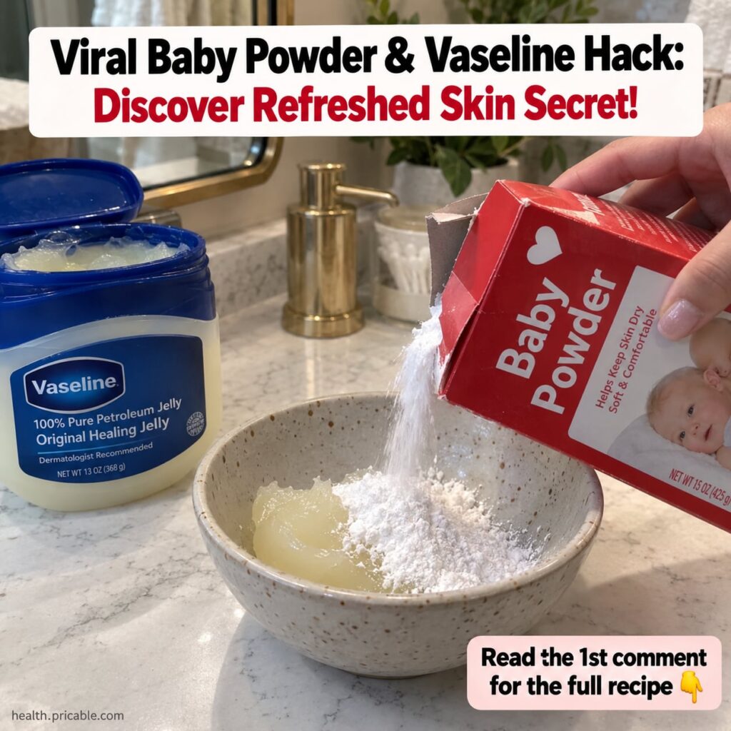 Baby powder and Vaseline in their original containers on a clean surface ready for mixing