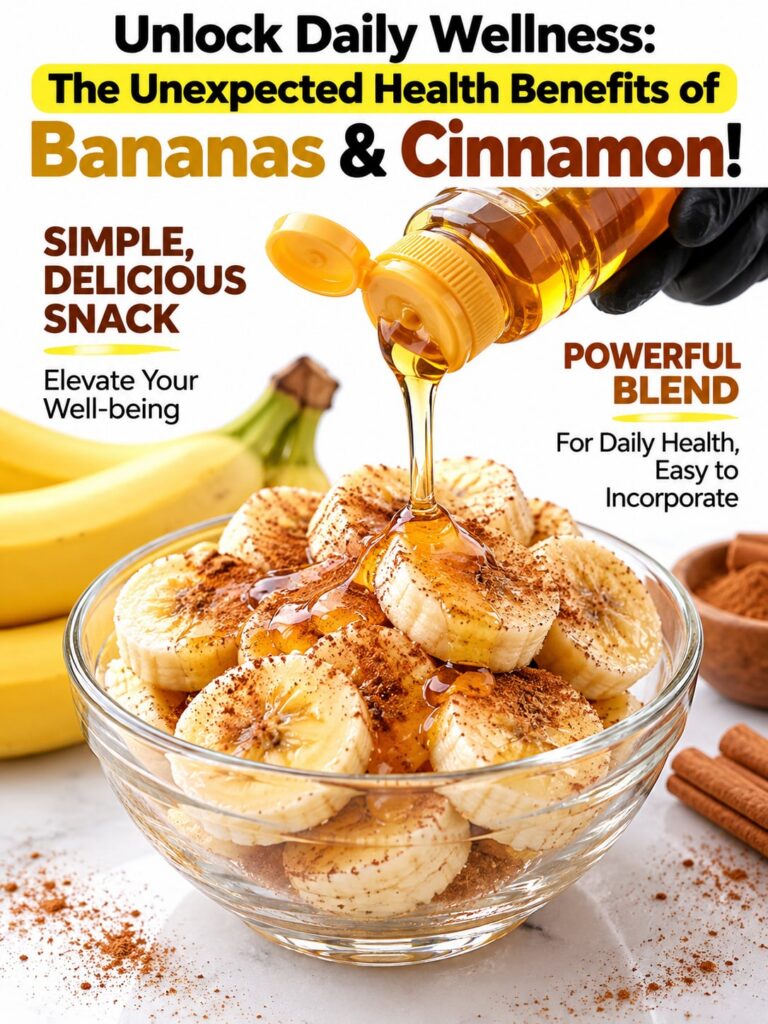 A visually appealing arrangement of a ripe banana a cinnamon stick and a small bowl of ground cinnamon on a rustic woode