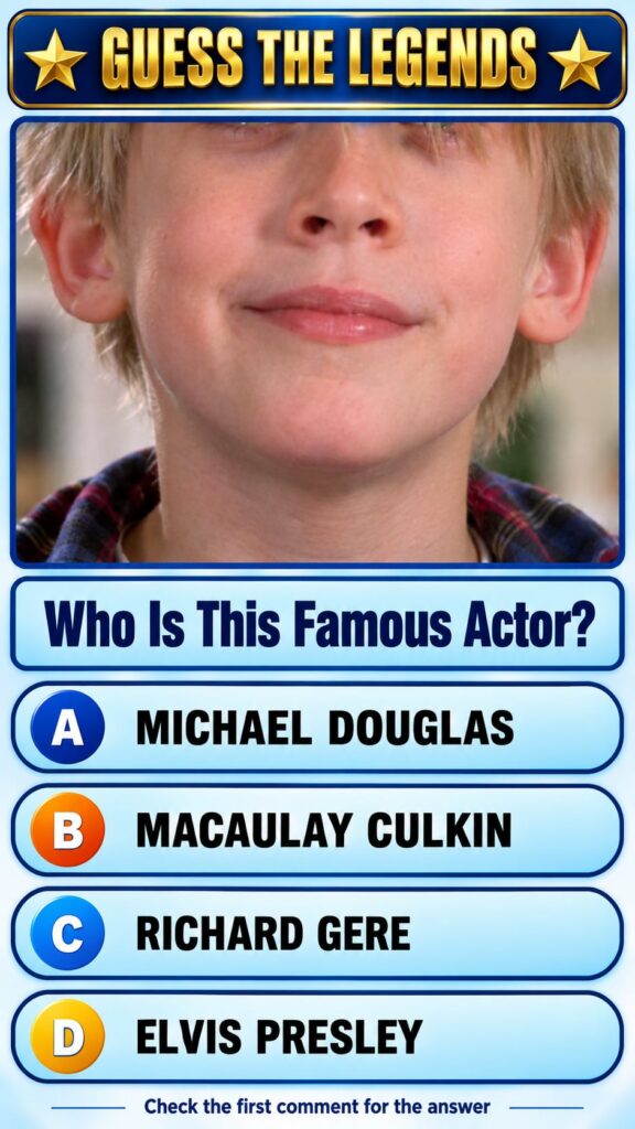 A cropped portrait of a young Macaulay Culkin showing only his nose mouth chin ears and neck with blonde hair visible as