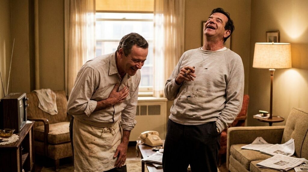 Jack Lemmon and Walter Matthau together in a scene from The Odd Couple showing their comedic chemistry