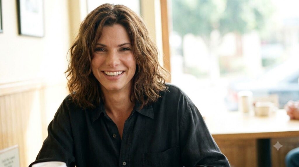 Sandra Bullock in a promotional photo from her early career perhaps from the 1990s capturing her America s Sweetheart im