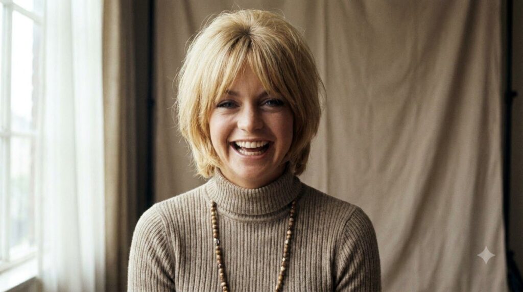 A real vintage publicity photo of a young Goldie Hawn possibly from her Laugh-In era or early film career showcasing her