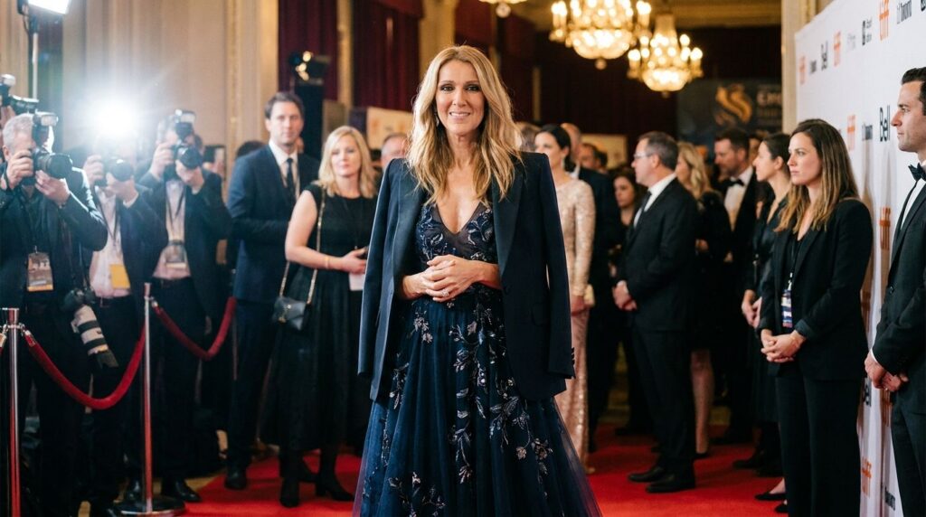 Celine Dion at a red carpet event in the 2000s or 2010s looking elegant and poised reflecting her enduring celebrity sta