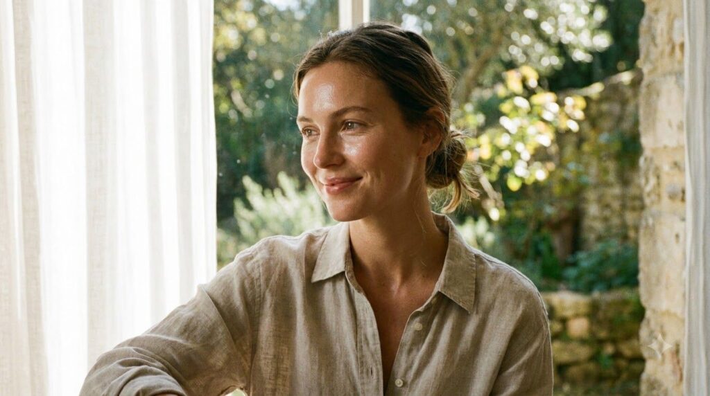A woman with radiant clear and glowing skin demonstrating a healthy complexion