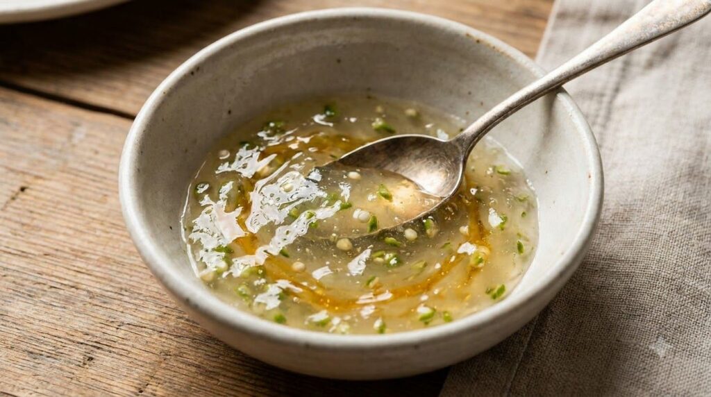A close-up of a bowl containing the translucent okra gel possibly with a hint of honey showing its smooth slippery textu