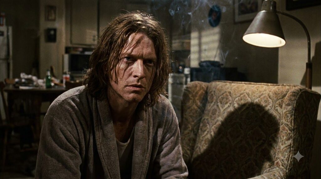 Eric Stoltz as Lance in Pulp Fiction with long hair and a distinctive outfit