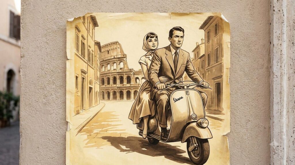 A movie poster or still from one of Audrey Hepburn s famous films like Roman Holiday or My Fair Lady