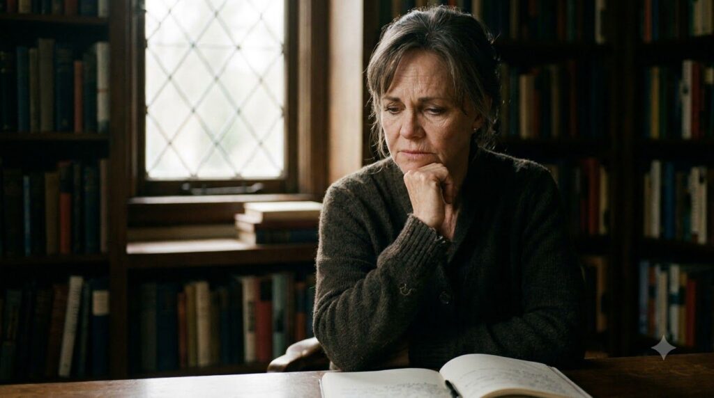 Sally Field in a dramatic mature role from a later part of her career showing a serious expression