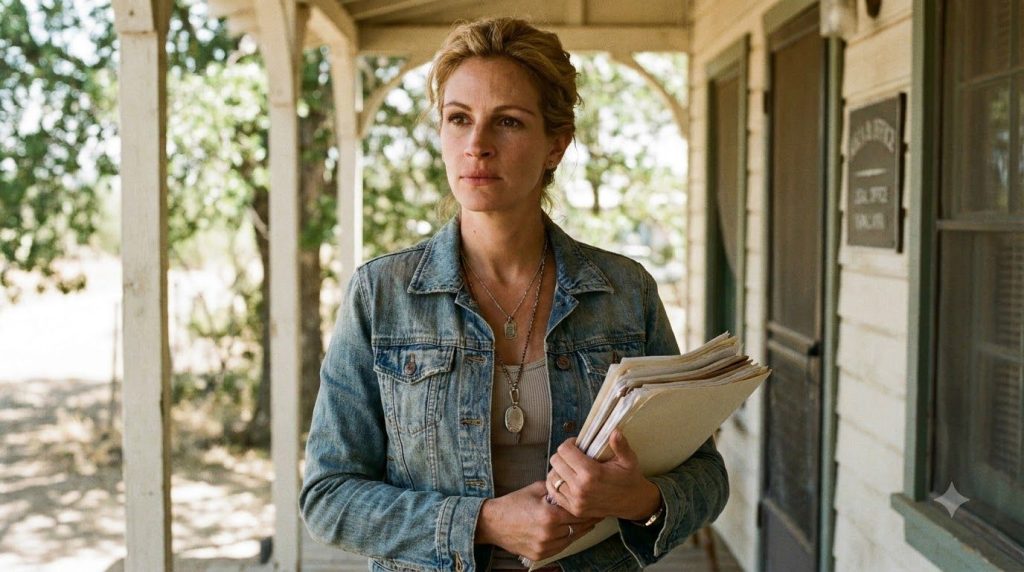 Julia Roberts as Erin Brockovich in the film