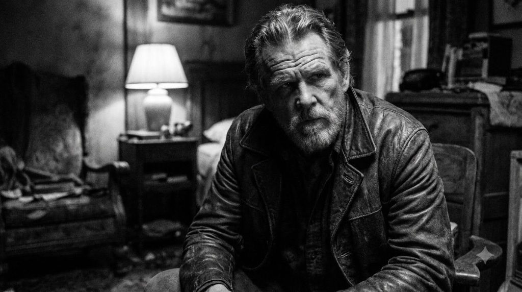 A black and white still from one of Nick Nolte s classic films showcasing his intense acting style