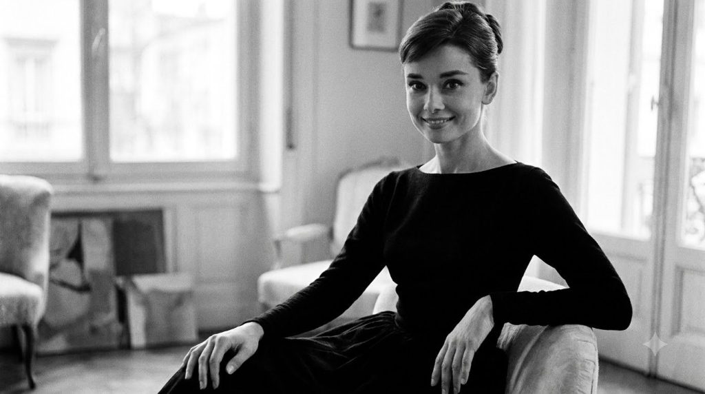 Audrey Hepburn in a classic elegant pose